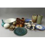 A large quantity of Studio pottery including Usch Spettigue, John Leach Muchelney pottery,