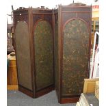 A Victorian leather set folding screen. 185 cm high.