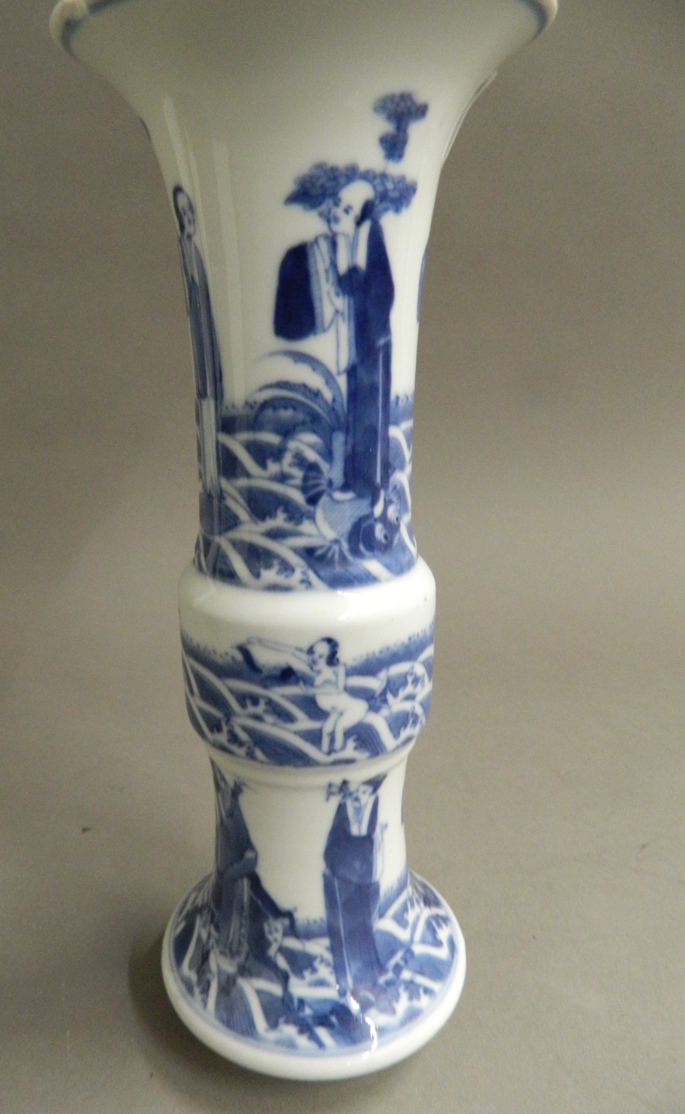 A 19th century Chinese blue and white porcelain Gu vase Of typical form, - Image 3 of 9