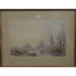 JAMES LONGUEVILLE, Winter Sun ''The Old Chapel'', Shropshire, pastel, framed and glazed. 53 x 35.