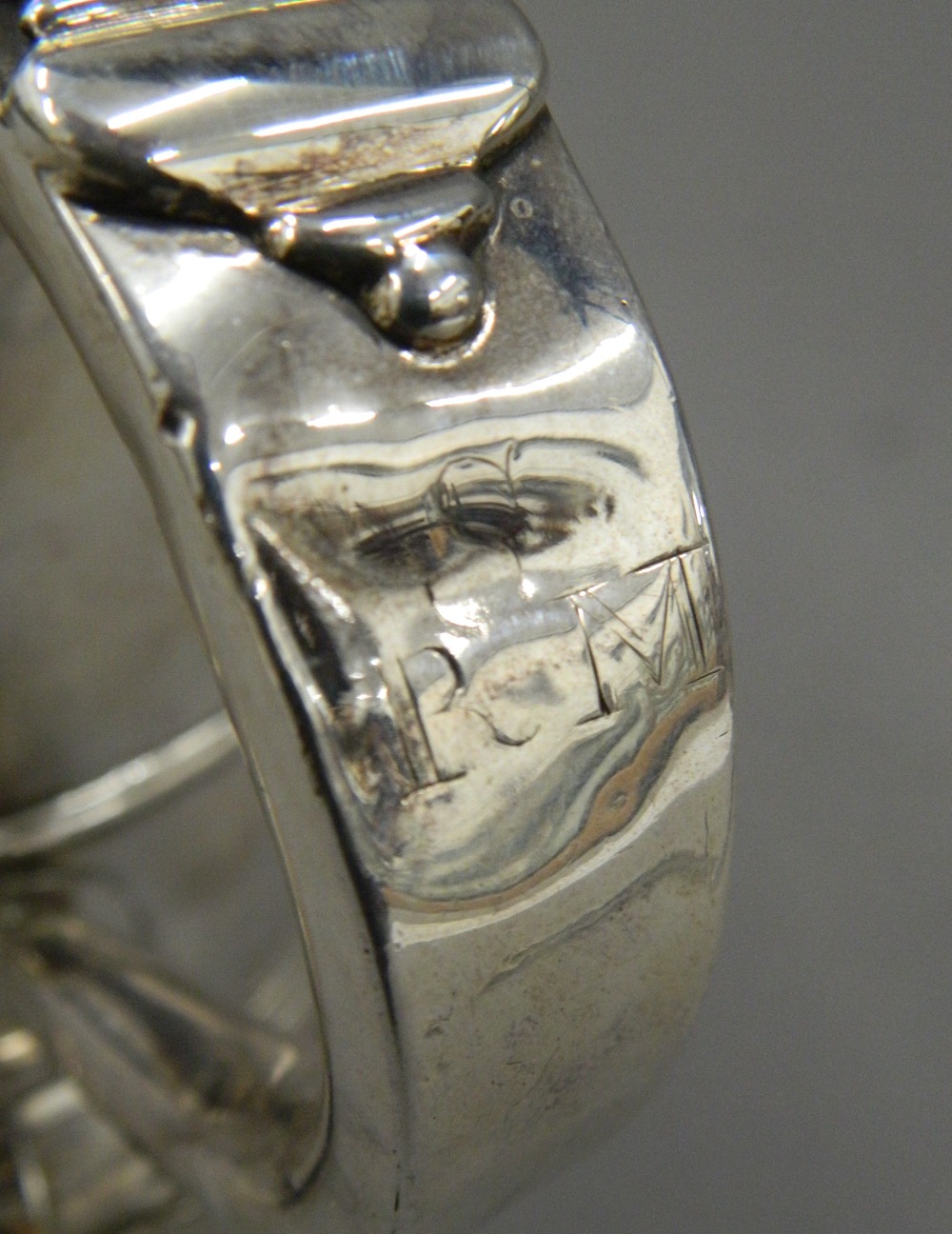 A George II silver lidded tankard, hallmarked for London 1742, maker's mark of F Spilsbury. 17. - Image 7 of 11
