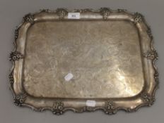 A silver plated tray. 44.5 cm wide.