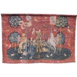 A large vintage wall hanging tapestry. 195 cm wide x 123 cm high.