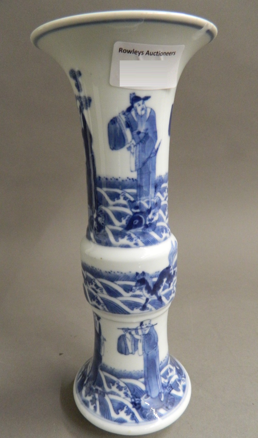 A 19th century Chinese blue and white porcelain Gu vase Of typical form, - Image 2 of 9