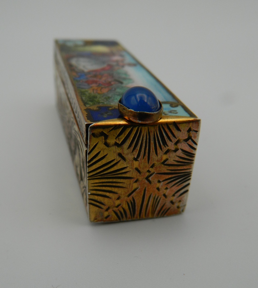 An 800 silver and enamel compact. 5.5 cm long. - Image 4 of 9