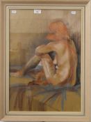 ANN SNOW, Nude on a Bed, pastel sketch, framed and glazed. 39.5 x 56 cm.