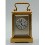 A miniature carriage clock. 7.5 cm high.