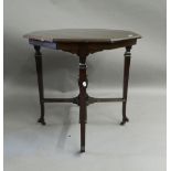 An Edwardian mahogany octagonal centre table. 70 cm wide.