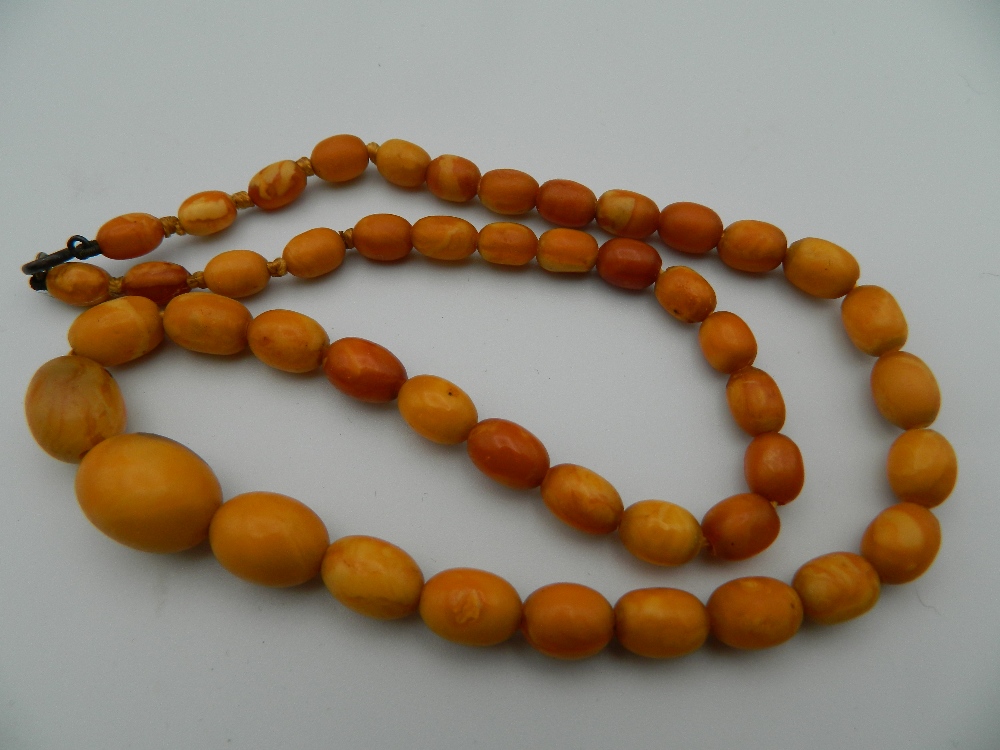 An amber bead necklace and two others. The largest 48 cm long. - Image 4 of 15