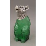 A silver plate mounted bear form claret jug. 22.5 cm high.