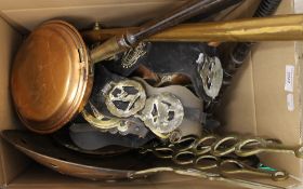 A quantity of copper and brass ware