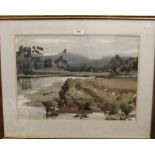 GRAHAME L SALMON, Salt Water River, Tasmania, watercolour, framed and glazed. 50 x 35.5 cm.