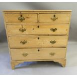 A 19th century pine chest of drawers. 94 cm wide x 94 cm high x 51 cm deep.