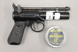 A Webley air pistol and pellets