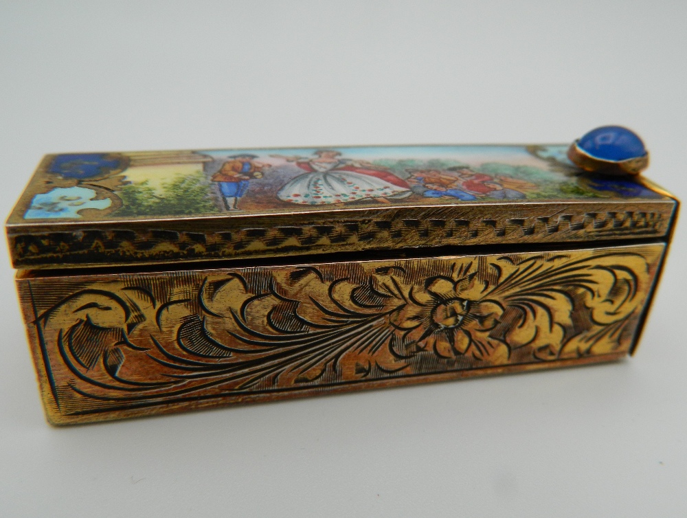 An 800 silver and enamel compact. 5.5 cm long. - Image 5 of 9