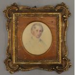 A 19th century pencil and watercolour portrait, in original frame.