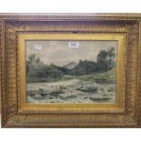 A 19th century watercolour, Mountainous Riverscape, signed S Bough and dated 1864,