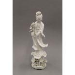 A Chinese blanc de chin model of Guanyin. 41 cm high.