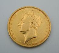 An 1826 George IV shield back sovereign