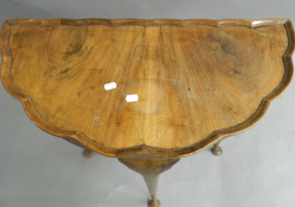 A small Victorian mahogany table and a walnut demi-lune table. The former 90.5 cm wide. - Image 3 of 6