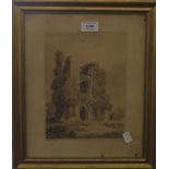 CATHERINE SUSAN CAVENDISH, 18th/19th century, Church Ruin, pencil and watercolour,