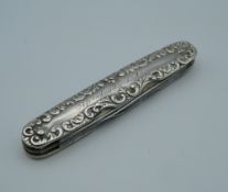 A Victorian silver penknife. 7 cm long.