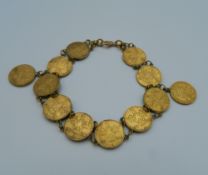 A Swedish Ore coin bracelet. 20 cm long.