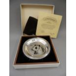 A sterling silver dish, decorated with a panda by BERNARD BUFFET, boxed and with certificate.
