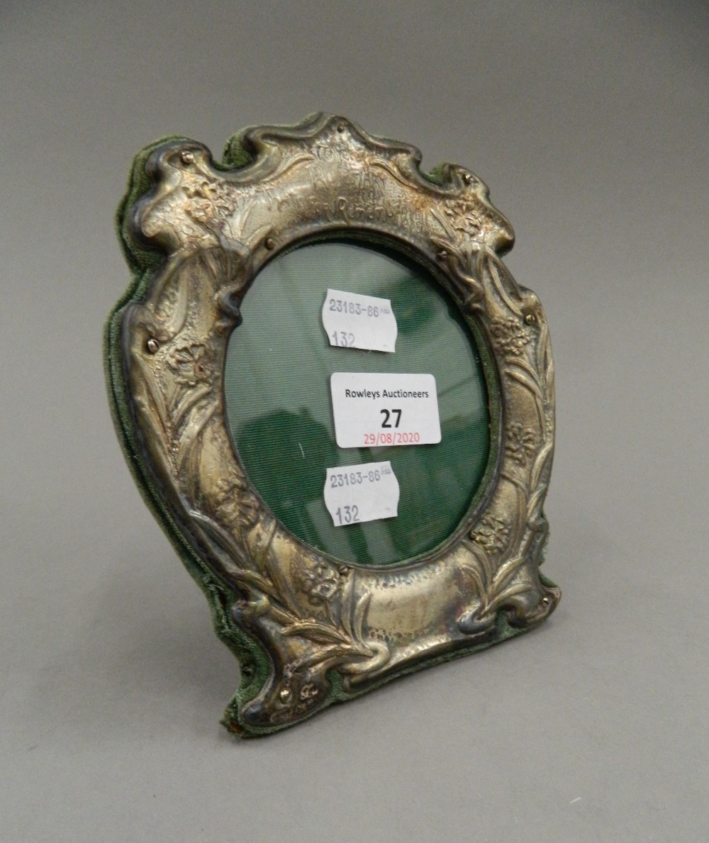 An Art Nouveau silver photograph frame, inscribed ''There's Rosemary That's For Remembrance''. - Image 2 of 7