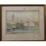 ANN WHALLEY, Venice, watercolour and ink, framed and glazed. 38 x 27 cm.