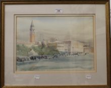 ANN WHALLEY, Venice, watercolour and ink, framed and glazed. 38 x 27 cm.