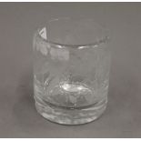 BJORN WIINBLAD, an etched glass vase. 12 cm high.