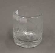 BJORN WIINBLAD, an etched glass vase. 12 cm high.