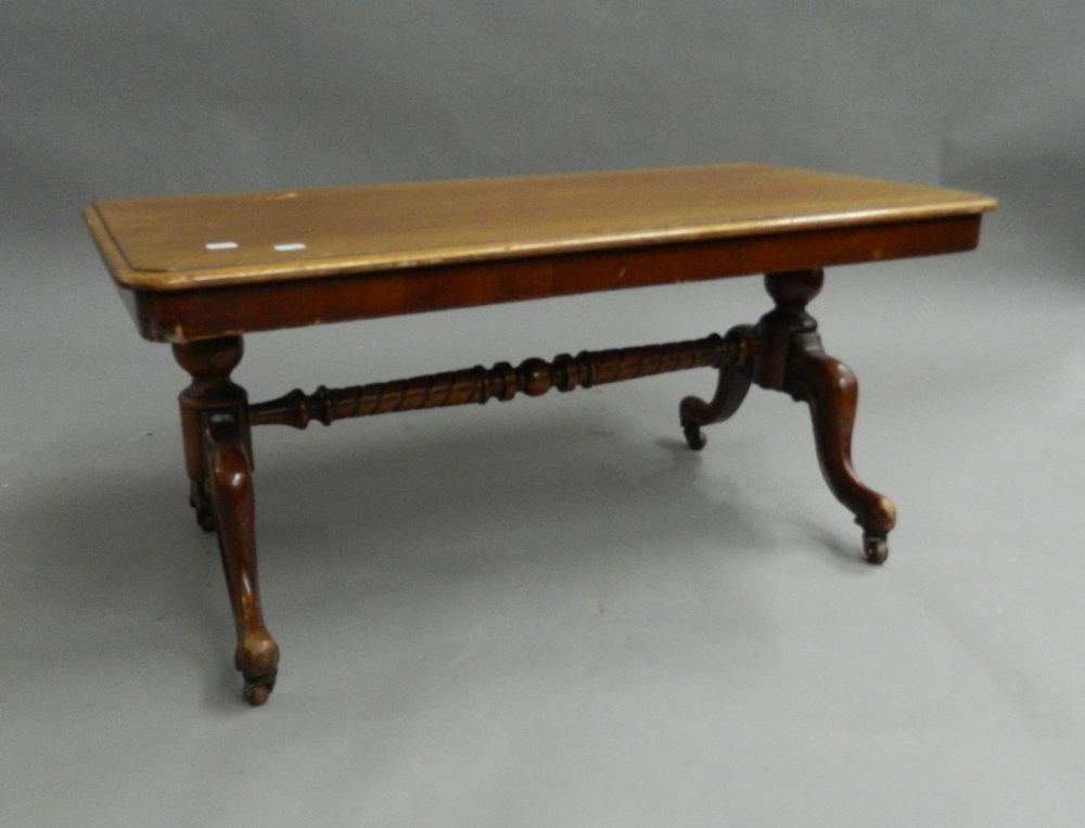 A small Victorian mahogany table and a walnut demi-lune table. The former 90.5 cm wide. - Image 4 of 6