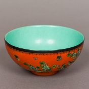 A Chinese porcelain bowl The interior with turquoise glaze,