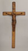 A 19th century carved pine and oak Corpus Christi. 63 cm high.