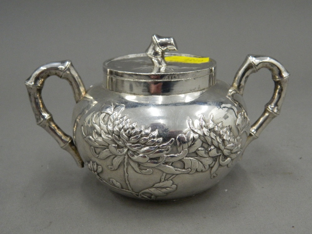 A Chinese silver three piece tea set, - Image 8 of 13