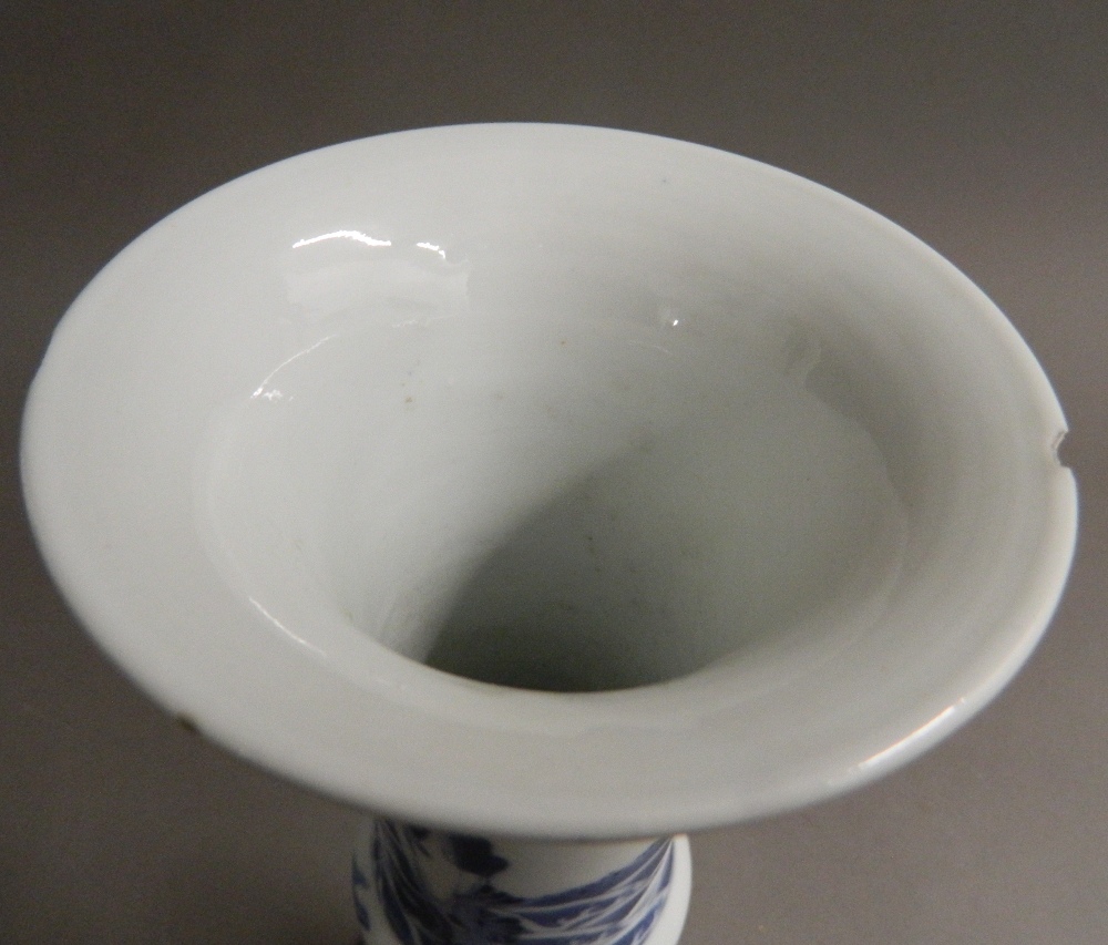 A 19th century Chinese blue and white porcelain Gu vase Of typical form, - Image 8 of 9