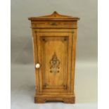 A Victorian Arts and Crafts painted oak bedside cabinet. 39 cm wide.