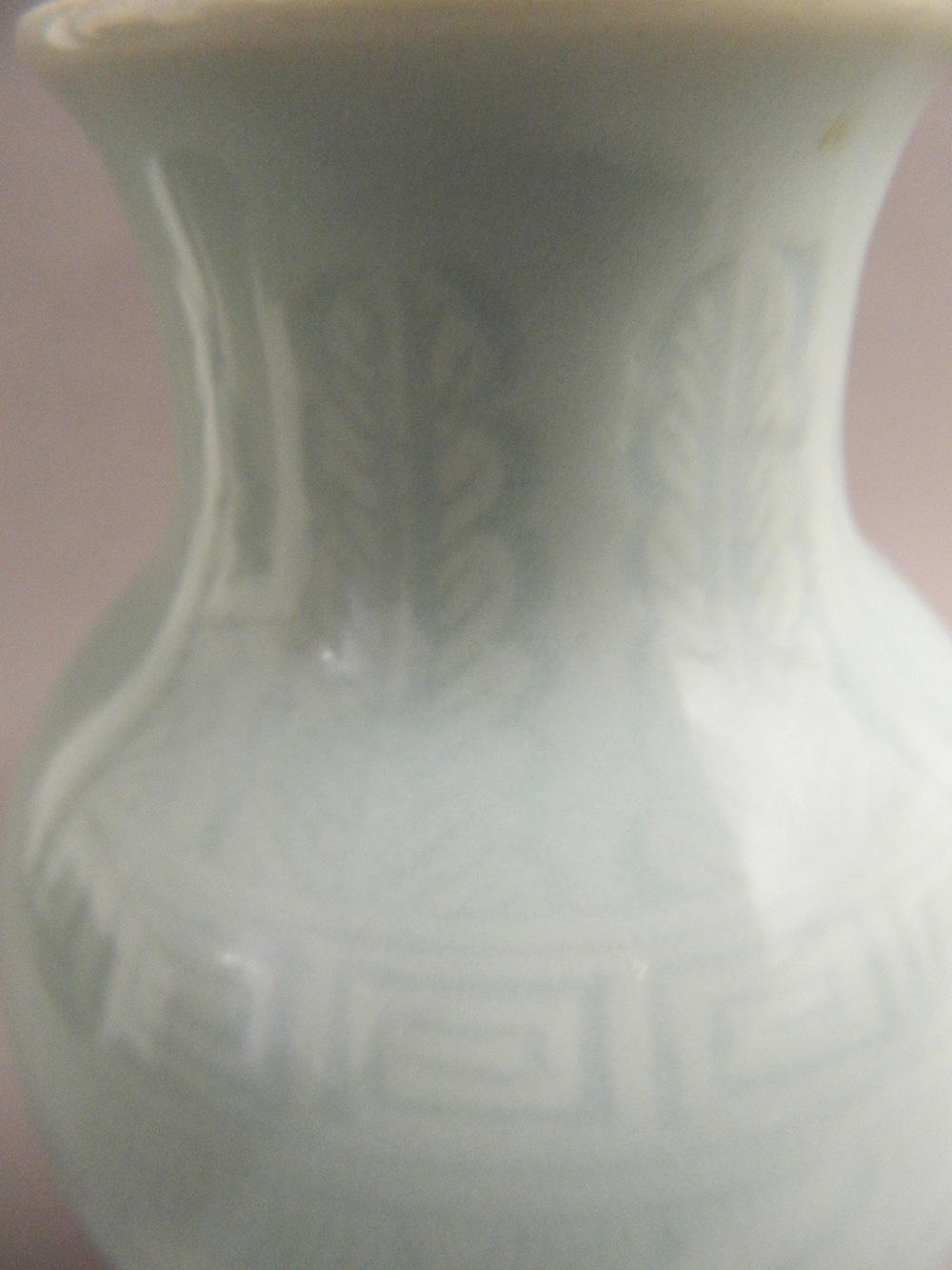 A Chinese porcelain vase Of slender baluster form, with all over celadon glaze, - Image 5 of 9