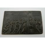 A small 19th century bronze plaque. 10 cm wide.