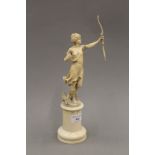 A 19th century ivory figurine formed as Diana the Huntress. 28 cm high.