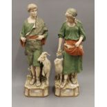 A pair of large Royal Dux porcelain figures formed as a Shepherd and Shepherdess.
