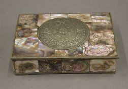 A mother-of-pearl set box. 13.5 cm wide.