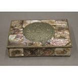 A mother-of-pearl set box. 13.5 cm wide.