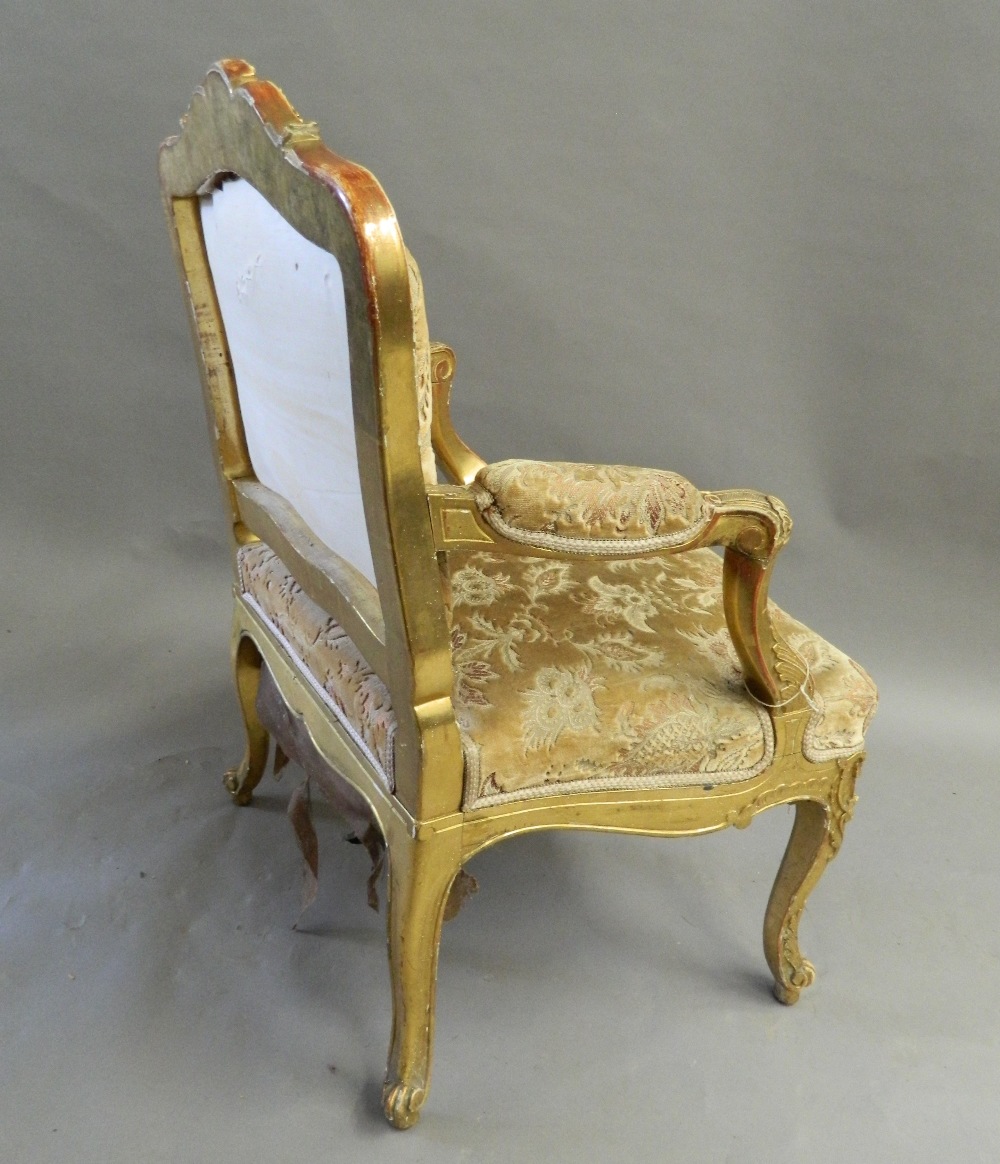 A 19th century gilt framed open armchair. 66 cm wide. - Image 6 of 7