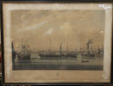 The Steamship Wilberforce in three positions, print, framed and glazed. 80 x 60 cm.