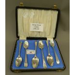 A cased set of six bright cut teaspoons by George Smith of London (1781-1787). (66.9 grammes).
