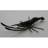 A large Japanese bronze model of a shrimp. 13.5 cm long.