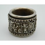 A Chinese silver archers ring.